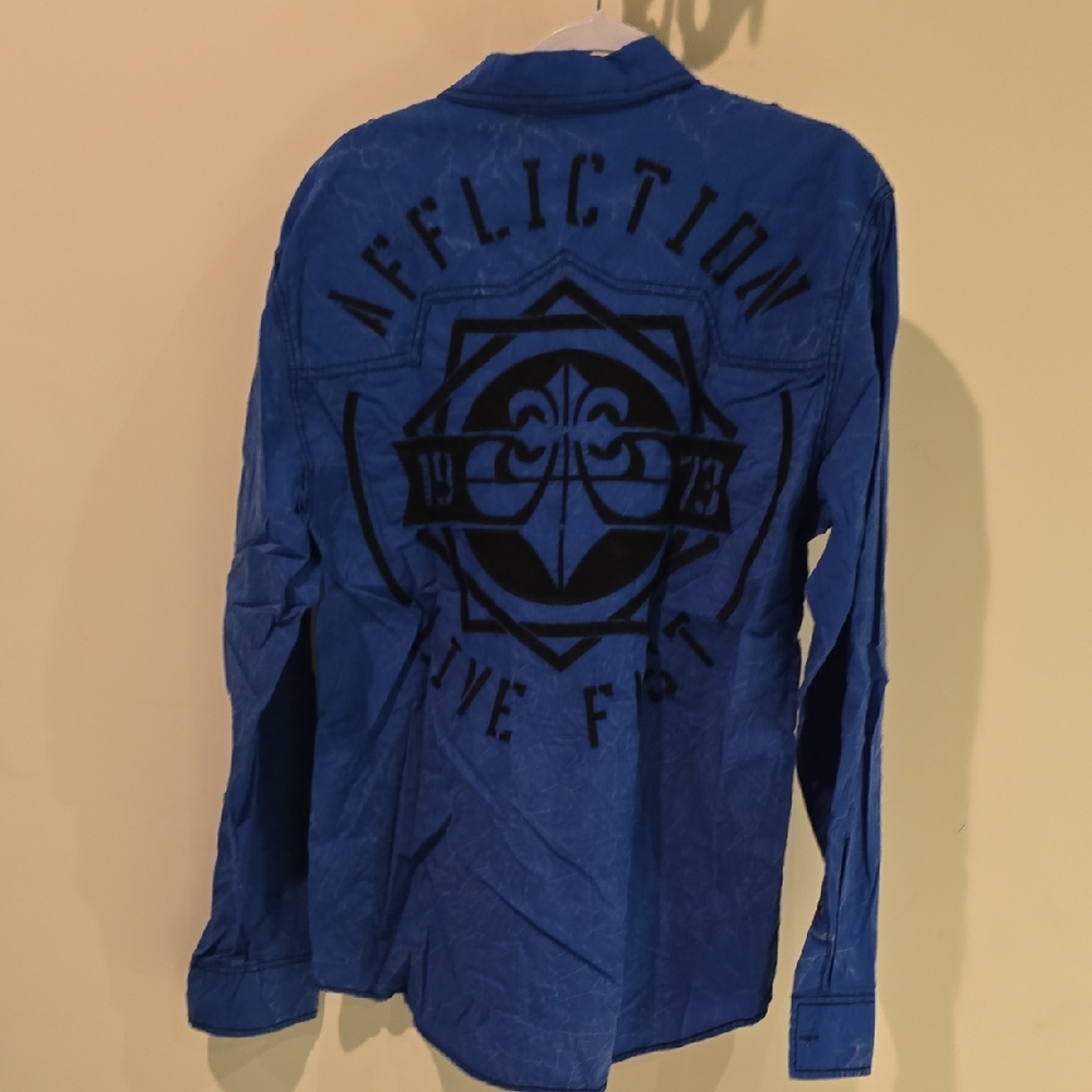 Affliction Royal Blue Graphic Men's Shirt